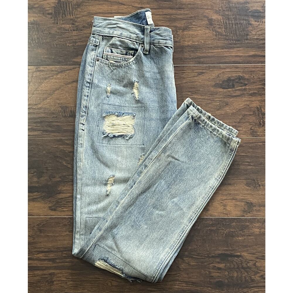 Sun + Stone Men's 30x32 Slim-Fit Distressed Lt Blue Denim Jeans Vintage Wash NEW